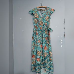 Patterned Bright Blue Dress, Size M, Land of the Free